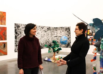 Parrish Art Museum Education Director Cara Conklin-Wingfield and Director Terrie Sultan in the 2020 Student Exhibition galleries, Video Still: Courtesy Parrish Art Museum