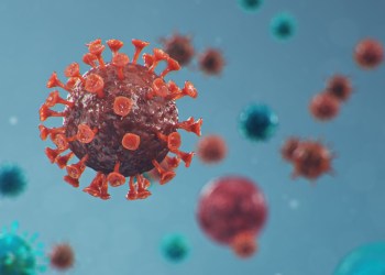 Outbreak of Chinese influenza - called a Coronavirus or 2019-nCoV, which has spread around the world. Danger of a pandemic, epidemic of humanity. Human cells, the virus infects cells. 3d illustration