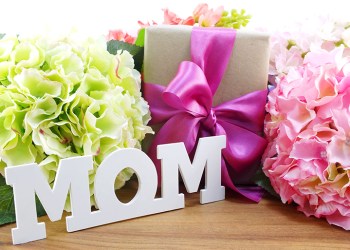 beautiful bouquet of flowers and gift for mother s day