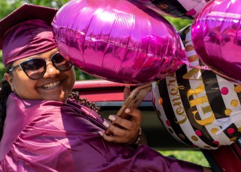 Southampton High School seniors received their diplomas during a drive-through ceremony on June 26.