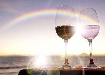 wine, rainbow, beach