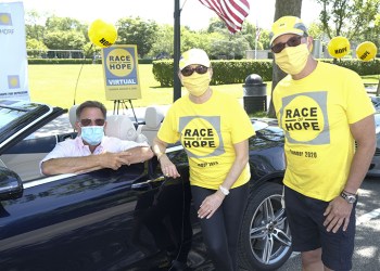 Richard Ziegelasch, Audrey Gruss and Arthur Dunnam at the drive-by lunch, Photo: ©Rob Rich for SocietyAllure.com