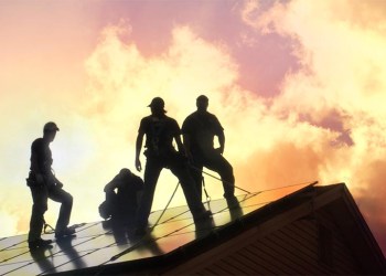 Installers On Roof Silhouette