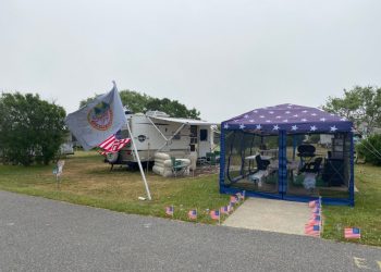 Sunny Day Camper Rentals embraced Fourth of July for a setup at Hither Hills State Park ahead of the holiday, Photo: Courtesy Sunny Day Camper Rentals