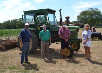 Suffolk County Legislature Presiding Officer Rob Calarco, Long Island Farm Bureau Administrative Director Robert Carpenter, Suffolk County Legislator Al Krupski and Southold Town councilwoman Sarah Nappa at Krupski Farms