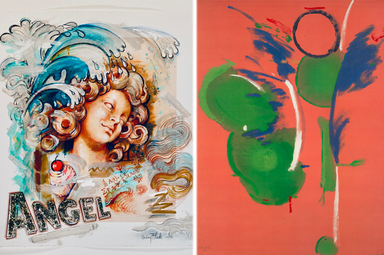 “Cupcake Angel Splash” by Audrey Flack, Art by Helen Frankenthaler, Images: Courtesy MM Fine Art, Quogue Gallery