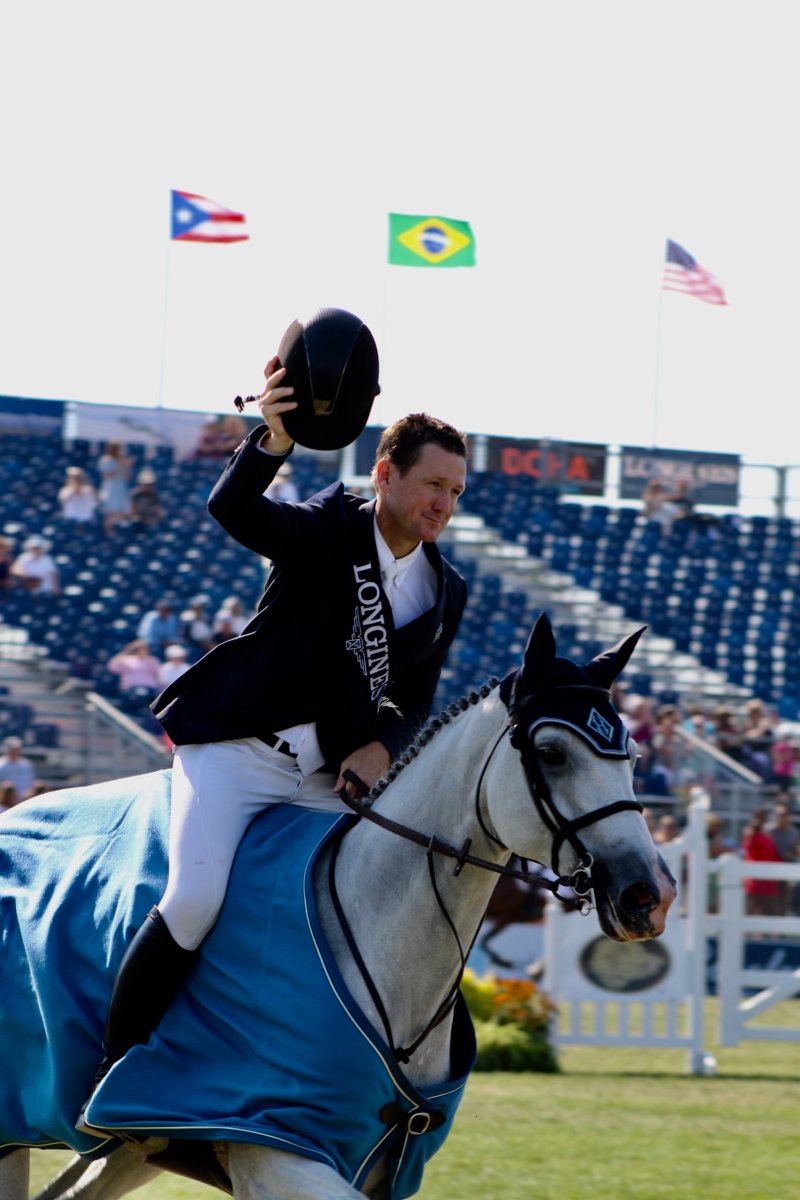 Olympian McLain Ward rode into first place in the Hampton Classic $300,000 Grand Prix on Sunday, September 2, in Bridgehampton.