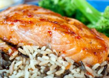 Spicy glazed salmon steak