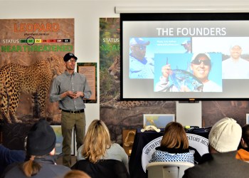 Greg Metzger presents his team’s new research on local sharks