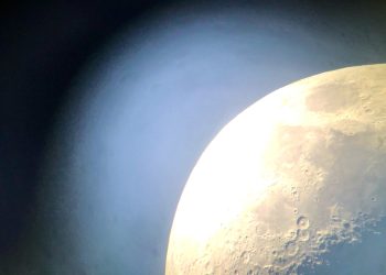 The moon, as seen through the telescope at Custer Observatory - a fun place for kids