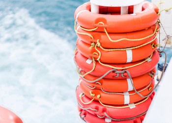 Lifebuoys at the stern of the ferry on the Bosphorus