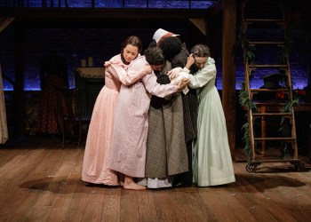 The Primary Stages production of  Little Women. Written by Kate Hamill and based on the novel by Louisa May Alcott. The play is directed by Sarna Lapine and features Kate Hamill as “Meg”