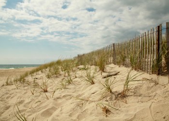 East Hamptons Beach scene with cloudy sky