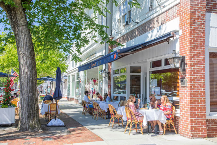 Le Charlot on Southampton Village's Main Street will be eligible to place more tables in front during the street closure on Saturday.