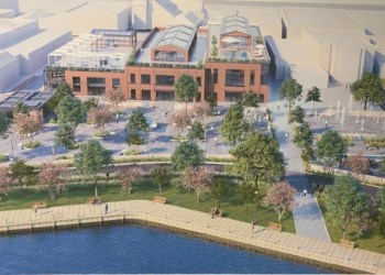 An artist’s rendition of a proposed Riverhead Town Square