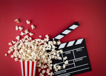 popcorn and clapperboard