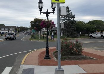 Montauk residents expressed unhappiness with a system of crosswalks and lights installed on Main Street earlier this year.