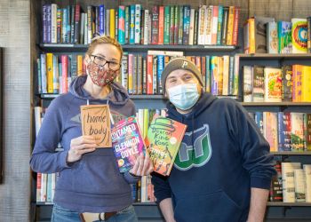 Burton’s Bookstore assistant Tara Coppola and owner Scott Raulsome