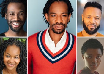 Director Reggie D. White with actors Darryl Gene Daughtry Jr. and Crystal Dickinson (L), and Jason Veasey and Clarissa Vickerie (R)