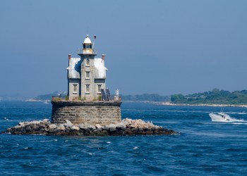Race Rock Light is a lighthouse on Race Rock Reef, a dangerous set of rocks on Long Island Sound southwest of Fishers Island, New York and the site of many shipwrecks.