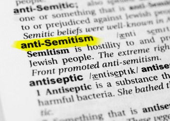 Highlighted English word “anti semitism” and its definition in the dictionary