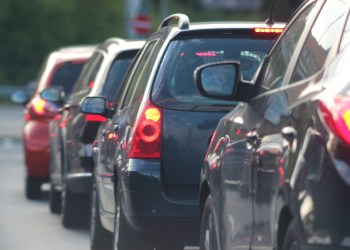 Cars in traffic - Congestion pricing is in effect in the Hamptons this Labor Day weekend