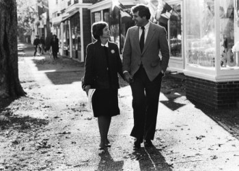 Judith Hope and Tom Twomey on Election Day in 1985 on Judith's 3rd term for Town Supervisor East Hampton.