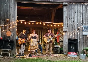 Delaney Hafener, accompanied by Bill Hafener and Finn Miller of Finn & His Rustkickers, converted a barn into a small music venue