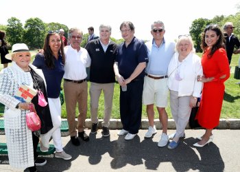 Sean Hannity and Geraldo Rivera kicked off the 33rd Annual Geraldo Rivera Golf Classic, joined by honorees Peter Klein and E. Christopher Murray, Janet Koch, Lynne Koufakis, and Erica Rivera.