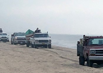 Protesters at Truck Beach in Amagansett on Sunday, June 27, 2021