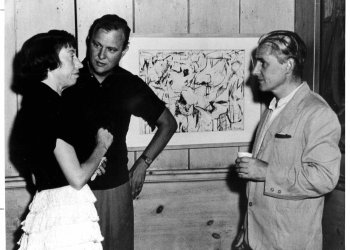 Lee Krasner, Robert Motherwell and Willem de Kooning at the opening of the fourth annual Guild Hall invitational