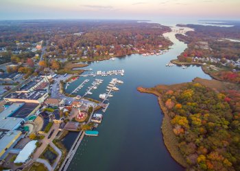 The Peconic River in Riverhead at the mouth of the Peconic Bay