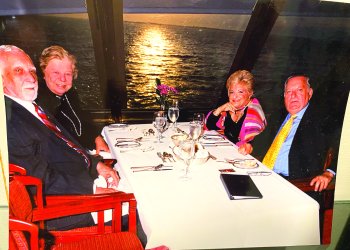 Dearest friend Claire with husband Mel and me with my late husband Stu on a Baltic cruise.