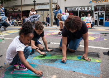 Kids love the Riverhead Mosaic Street Painting Festival on the North Fork