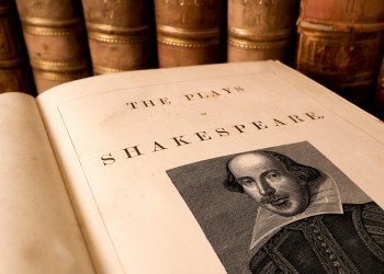 The title page from an antique book of the plays of Shakespeare on the North Fork