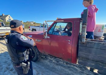 East Hampton Town Police stopped off-roaders from driving on Truck Beach