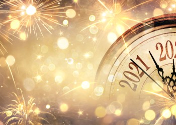 Happy New Year's Eve - Vintage Clock With Golden Bokeh