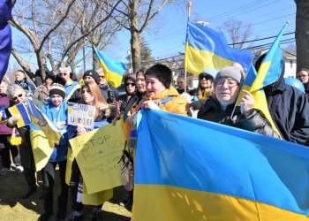 Protesters were out in force to support Ukraine in Riverhead.