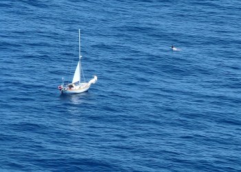 106th Rescue Wing photo of The sailboat Namah as seen from the HC-130J Combat King II on May 20, 2022