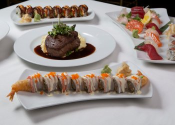 Several Union Sushi & Steak dishes, such as the Union Roll