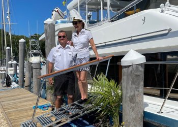 Captain Charles Giambalvo and his wife, Karen aboard the Pure Pleasure yacht