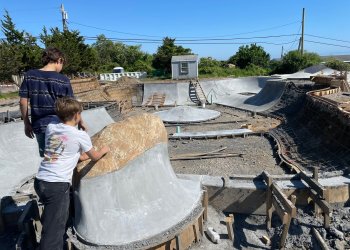 New Montauk Skatepark with natural boulder feature