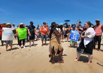 Shinnecock protesters rally at Coopers Beach on July 9