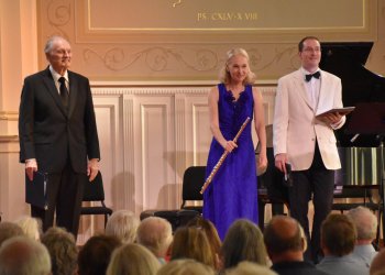 Alan Alda, Marya Martin and Gilles Vonsattel performing at a past Bridgehampton Chamber Music Festival