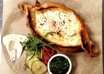 Khachapuri by Philippe Corbet of Lulu Kitchen & Bar in Sag Harbor