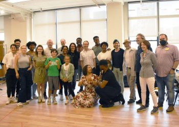 Will Pomerantz (fourth from right) with the cast and creative team of 