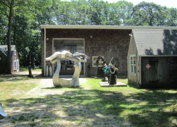 Hans Van de Bovenkamp sculptures on view outside his studio