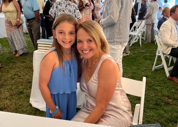 8-year-old budding author Natalie Drutman with Katie Couric at Authors Night 2022