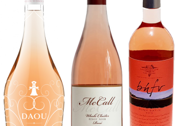 DAOU 2021 Discovery Rosé, ​McCall 2021 Whole Cluster Pinot Noir Rosé and Baiting Hollow Farm Vineyard Pink Satin 2019