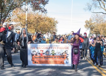 Leading the parade 2022 Sag Harbor Ragamuffin Parade Halloween